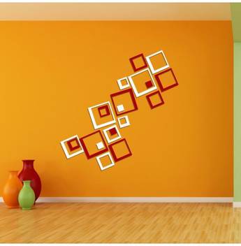 Ec Small 3d Acrylic Wall Art Decals 20 White And Red Squares