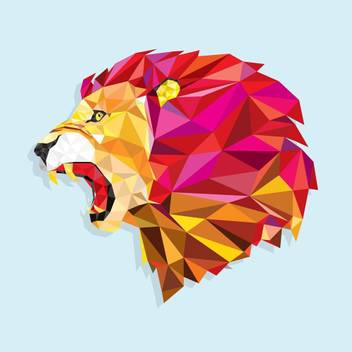 Angry Lion With Geometric Pattern Premium Poster Canvas Art
