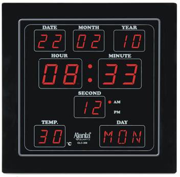 Ajanta Digital Wall Clock Black With Glass