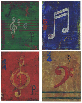 Rectangle Wall Plaque Set WPS-601 The Kids Room by Stupell Distressed Musical Notes 4-pcs