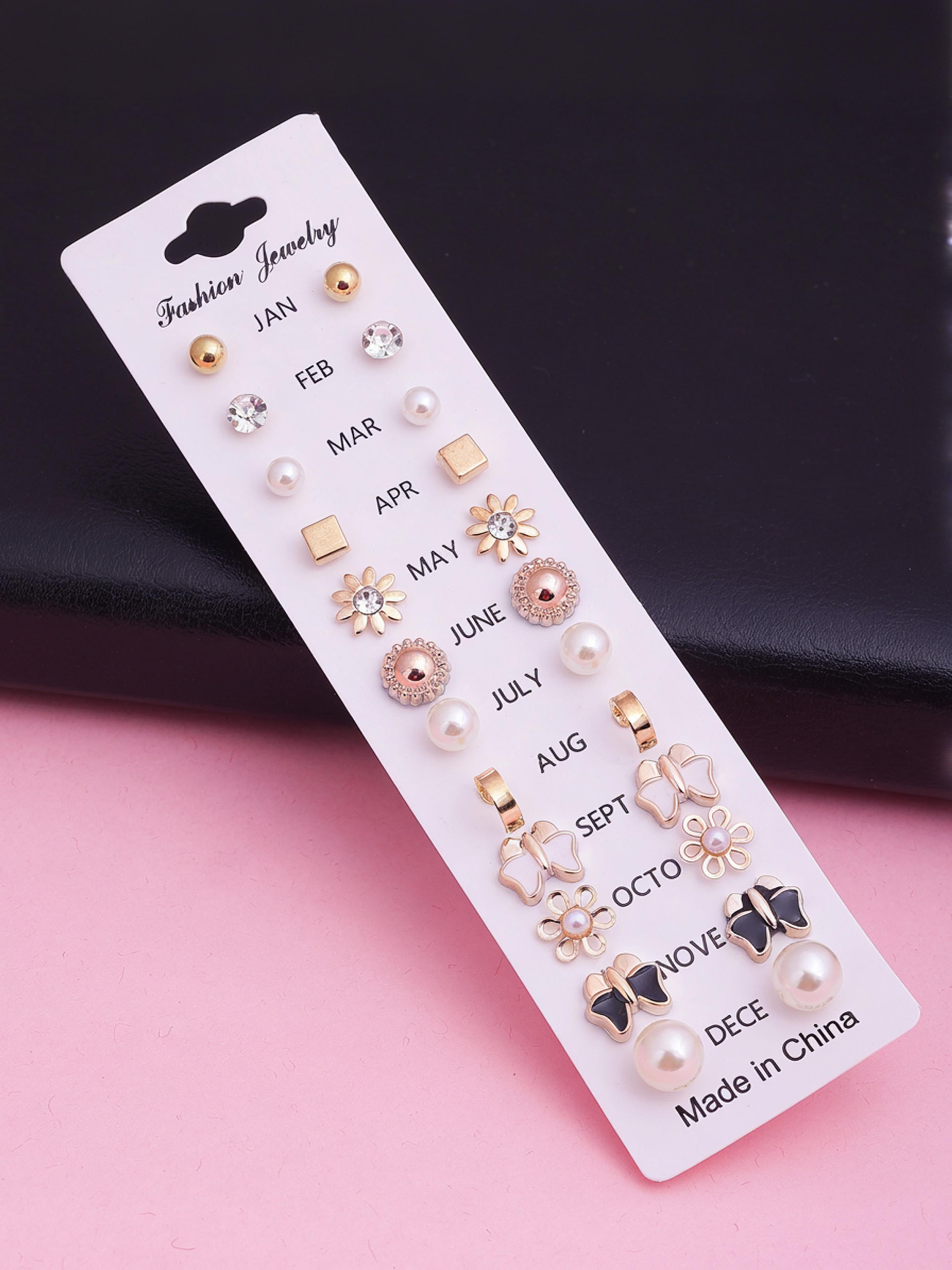Chocozone Pack of 12 pairs for girls for kids Metal Stud Earring - 71% off at DetectaDeal