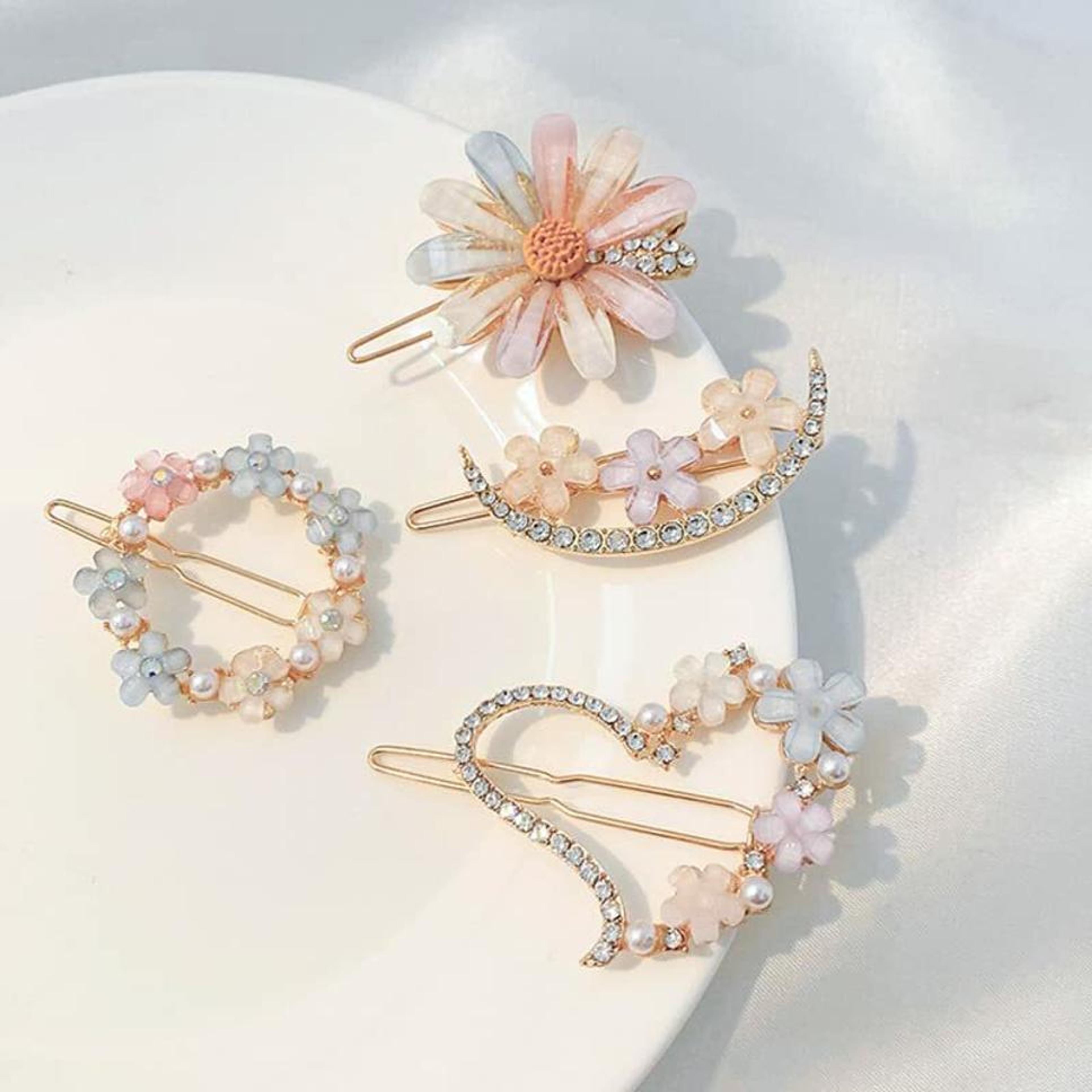 BBY2YNG Crystal Stone Hair Back Clip Pin for Women/Girls Hair Korean 4 pc Fancy Hair Clip(Multicolor) - 79% off at DetectaDeal