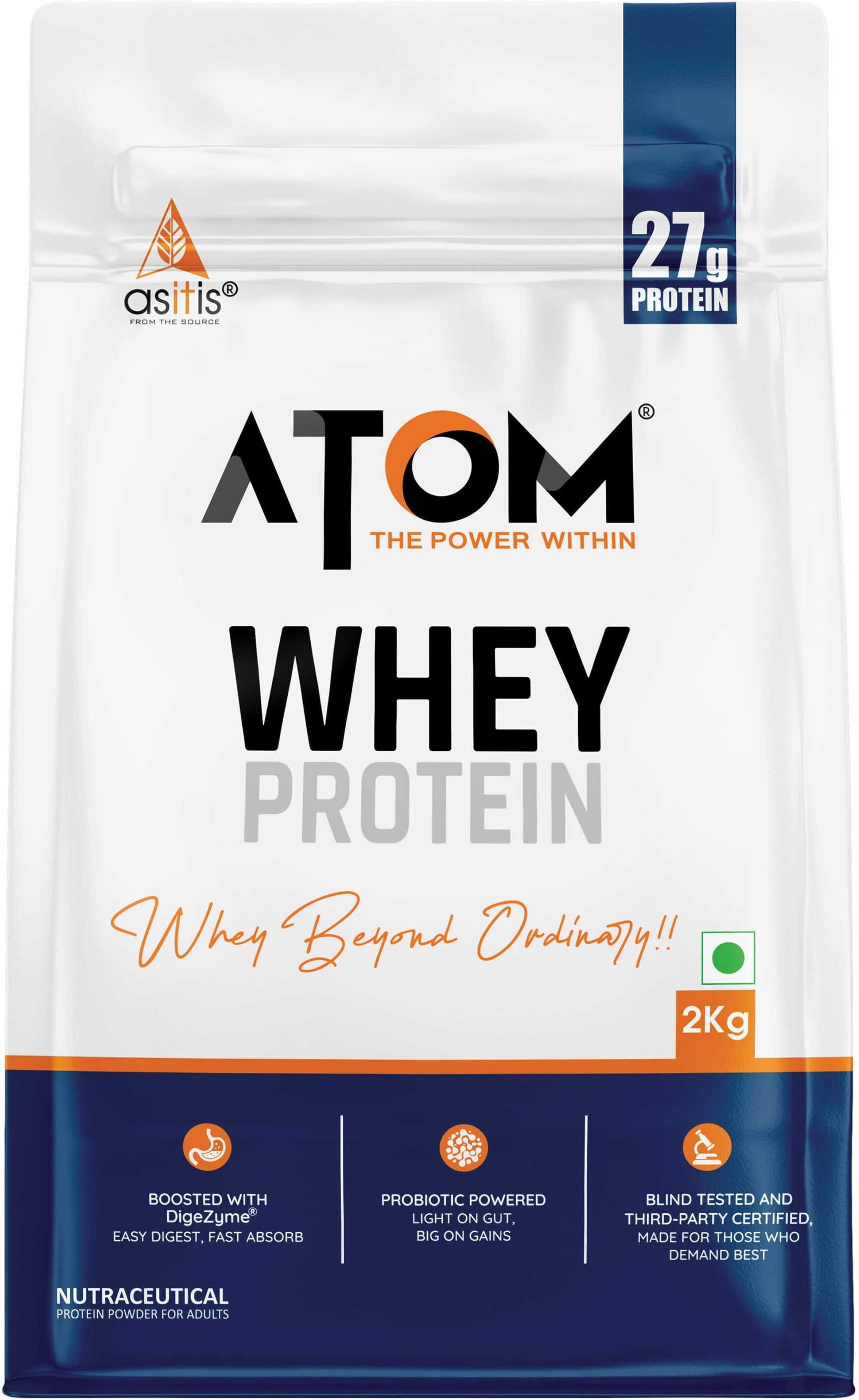 AS-IT-IS Nutrition ATOM Whey Protein 2kg with Digestive Enzymes | Mocha Cappuccino | 27g protein | Whey Protein(2 kg, Mocha Cappuccino) - 23% off at DetectaDeal