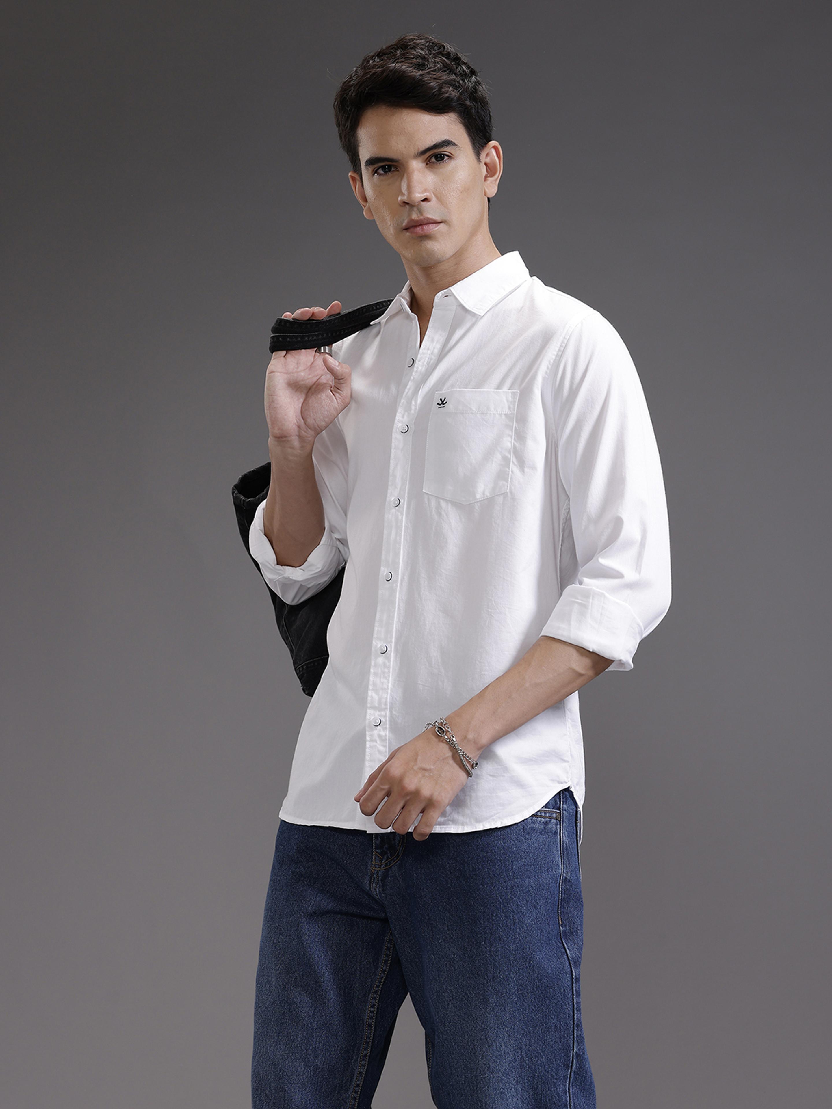 WROGN Men Solid Casual White Shirt - 65% off at DetectaDeal