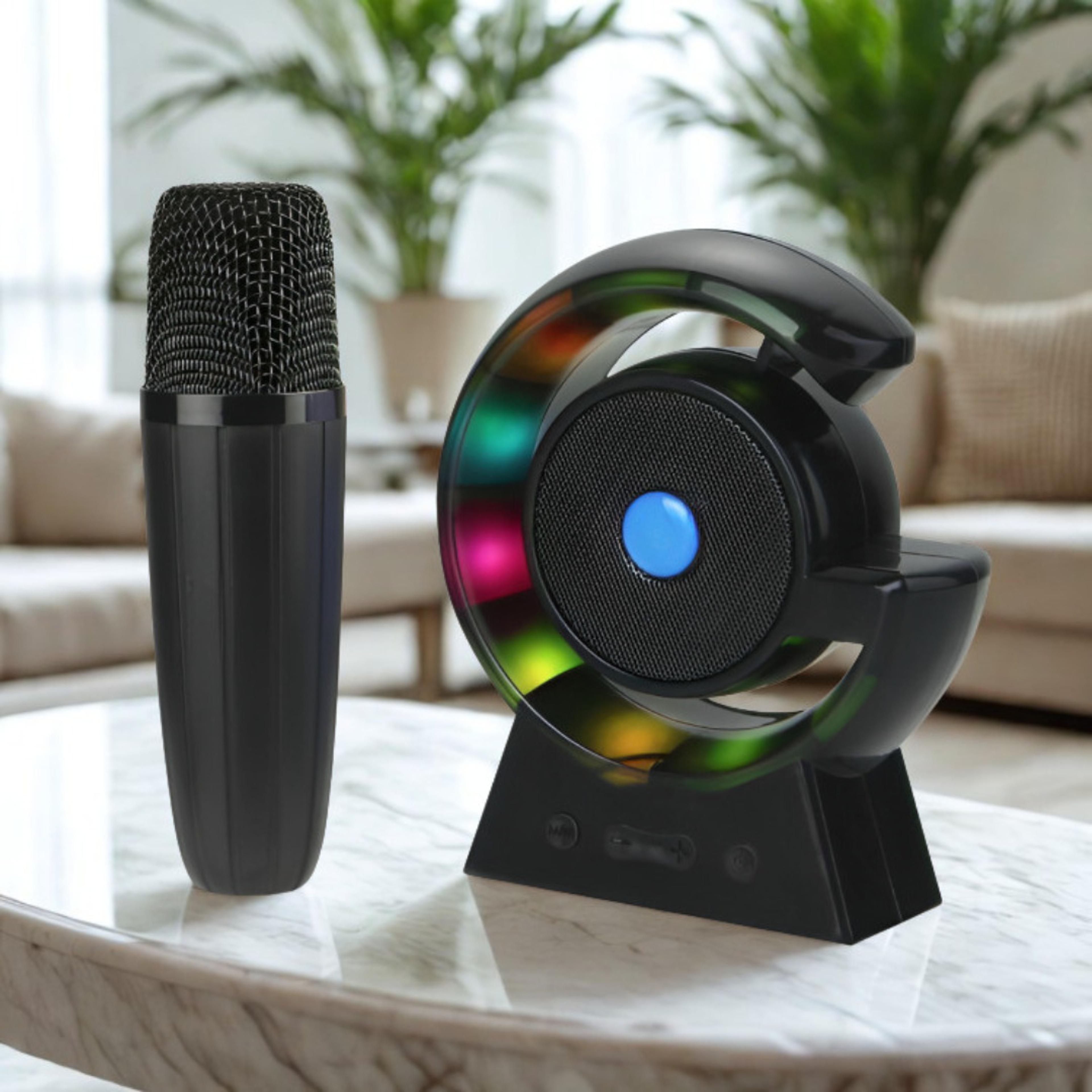 bbucks 10W Wireless Bluetooth Karaoke Speaker with Mic RGB Light USB FM 10 W Bluetooth Speaker(Multicolor, 2.1 Channel) - 54% off at DetectaDeal