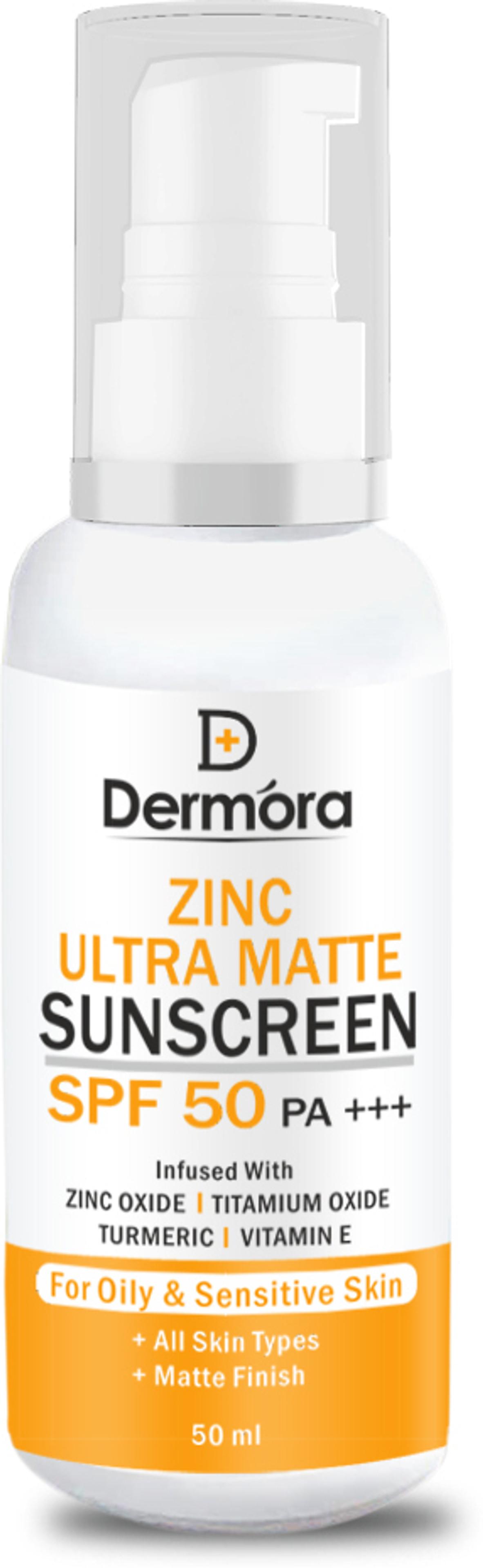 DERMORA Sunscreen - SPF 50 PA+++ Zinc Ultra Matte, For Oily & Sensitive Skin Sunscreen for women & men(50 ml) - 61% off at DetectaDeal