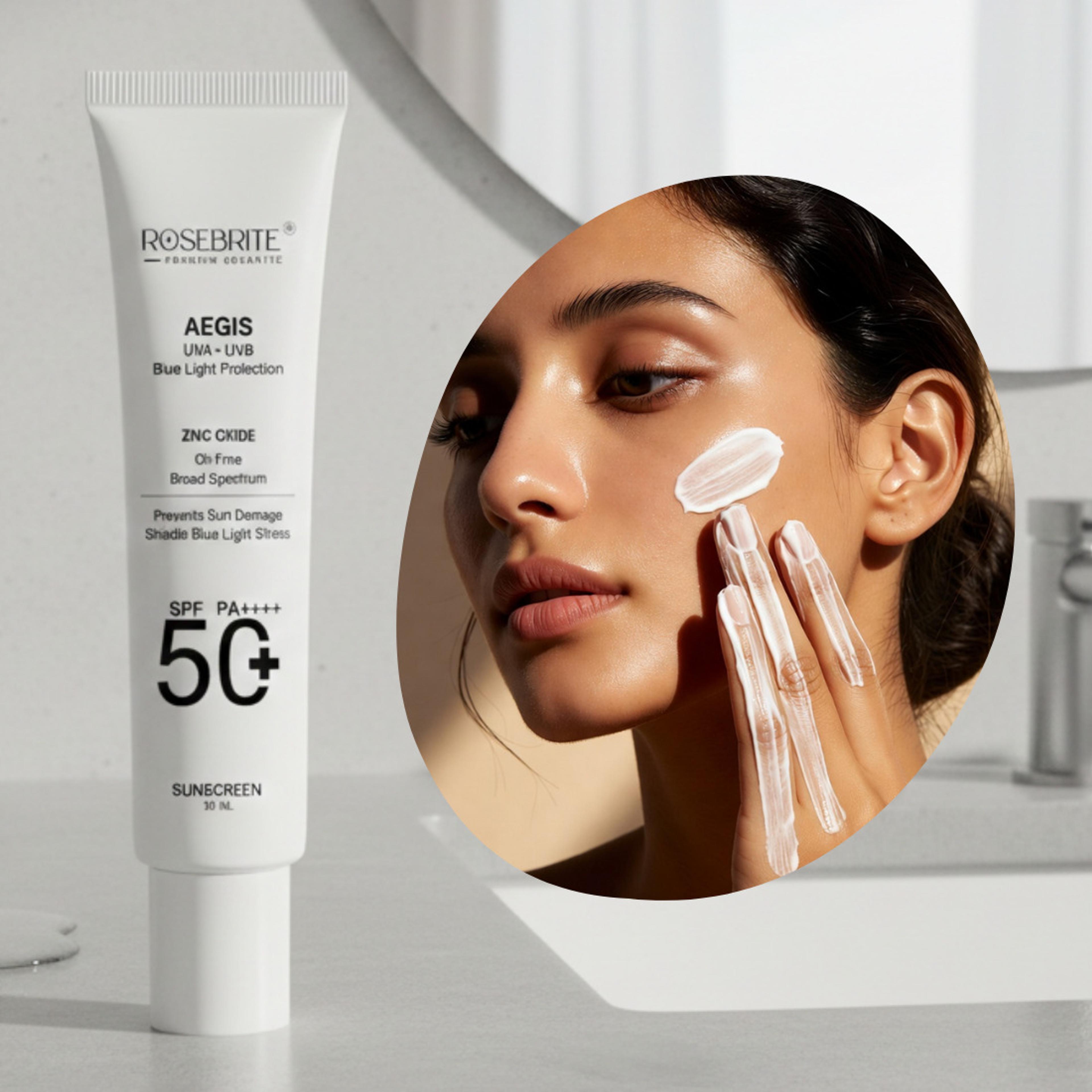 RoseBrite Sunscreen - SPF 50 PA++++ Aegis Zinc Oxide Mineral Sunscreen SPF 50 PA++++ Oil Free Cream(50 ml) - 49% off at DetectaDeal