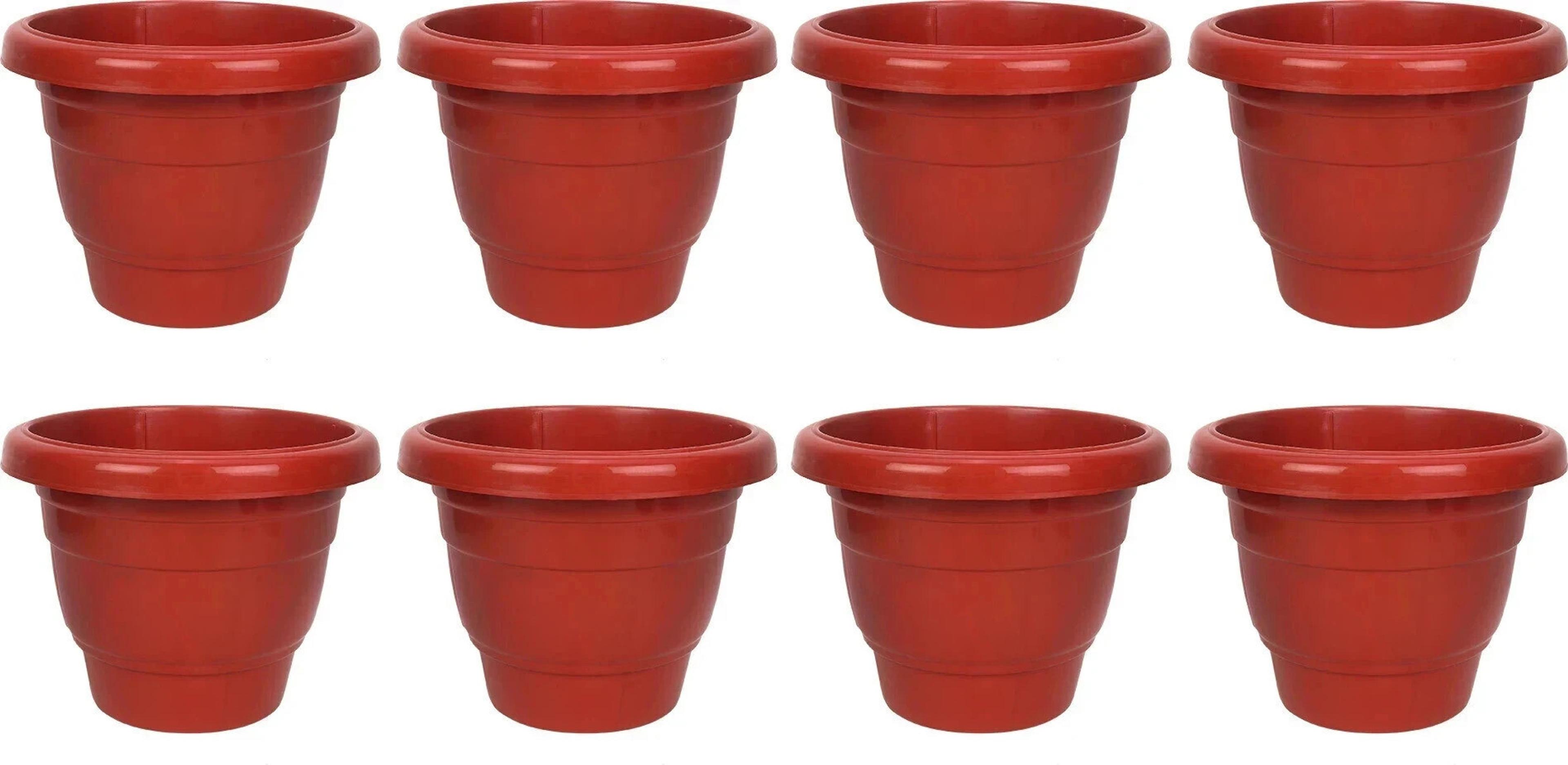 JOREN 8 inches Teracotta Gardening Flower Pots Round Plastic Plant container pot Plastic Vase(8 inch, Red) - 73% off at DetectaDeal
