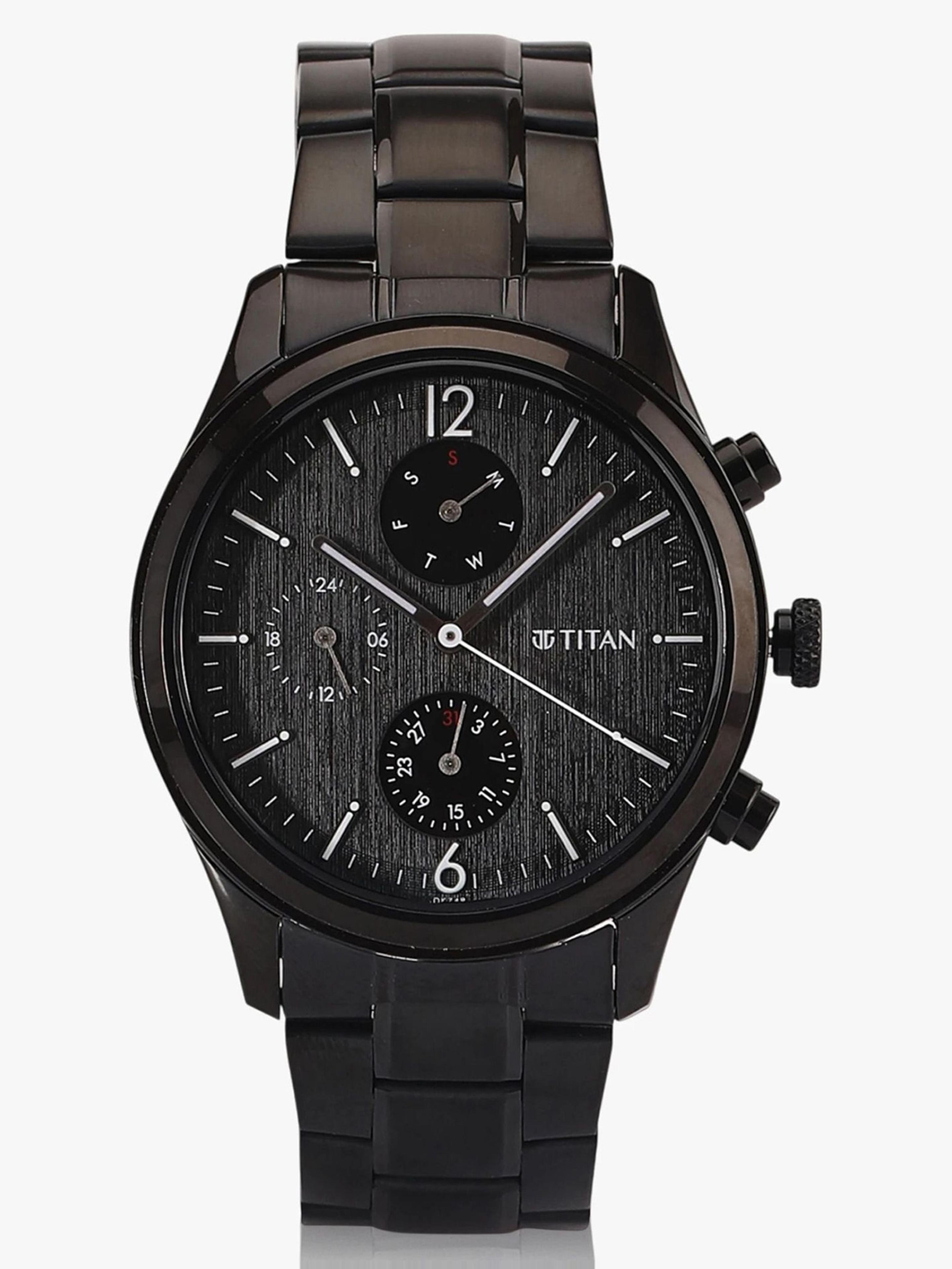 Titan NQ1805NM02 Titan Workwear Multifunction Black Dial Black MetalStrap Analog Watch  - For Men - 26% off at DetectaDeal