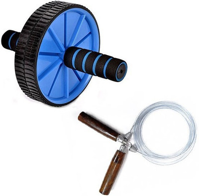 

Skyfitness wooden handle skipping rope with ab roller Ab Exerciser(Multicolor)