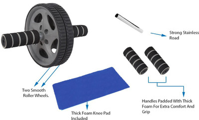 

Strauss Double Exercise Wheel with Knee Mat (Silver/Grey/Black) Ab Exerciser(Silver, Grey, Black), Black;grey;silver