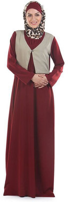 Momin Libas Polyester Solid Abaya(Maroon)