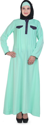 Momin Libas Polyester Solid Abaya(Blue)