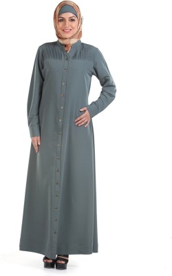 Momin Libas Polyester Solid Abaya(Grey)