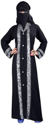 

Hawai WB00048 Lycra Self Design Burqa With Hijab(Black)