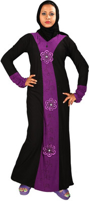 

Hawai WB00075 Lycra Self Design Burqa With Hijab(Black)