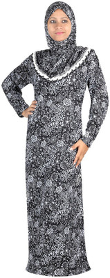 

Hawai WB00174 Polyester Printed Burqa With Hijab(Black, White)