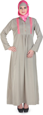 Momin Libas Polyester Solid Abaya(Grey)