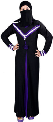 

Hawai WB00051 Lycra Self Design Burqa With Hijab(Black)