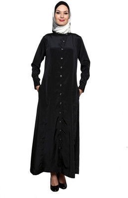 Momin Libas Polyester Solid Abaya(Black)