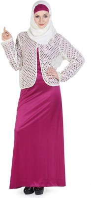 Momin Libas Polyester Solid Abaya(Maroon)