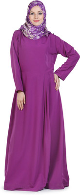 Momin Libas Polyester Solid Abaya(Purple)