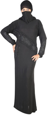 

Hawai WB00213 Lycra Self Design Burqa With Hijab(Black)