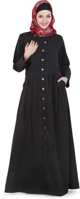 Momin Libas Polyester Solid Abaya(Black)