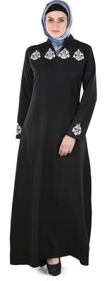 Momin Libas Polyester Solid Abaya(Black)
