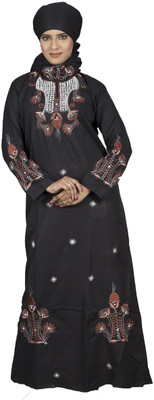 

Hawai WB00028 Semi-Crepe Self Design Burqa With Hijab(Black)