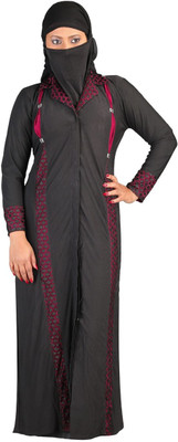 

Hawai WB00228 Lycra Self Design Burqa With Hijab(Black, Maroon)