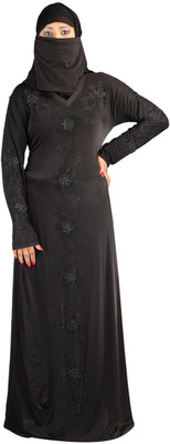 

Hawai WB00233 Lycra Self Design Burqa With Hijab(Black)