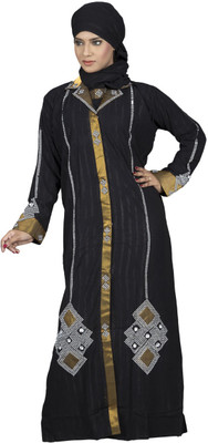 

Hawai WB00026 Crepe Self Design Burqa With Hijab(Black)