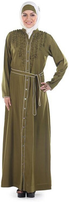 Momin Libas Polyester Solid Abaya(Green)