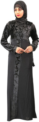 

Hawai WB00243 Lycra Self Design Burqa With Hijab(Black)