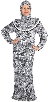 

Hawai WB00172_A Polyester Printed Burqa With Hijab(Black, White)
