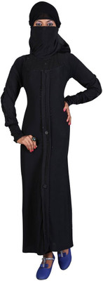 

Hawai WB00059 Lycra Self Design Burqa With Hijab(Black)