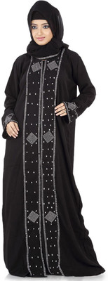 

Hawai WB00013 Crepe Self Design Burqa With Hijab(Black)