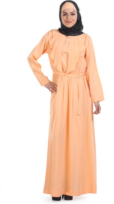 Momin Libas Polyester Solid Abaya(Blue)