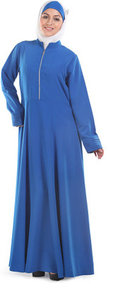 Momin Libas Polyester Solid Abaya(Blue)