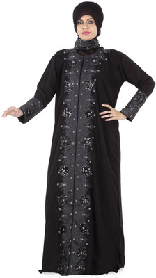 

Hawai WB00021 Crepe Self Design Burqa With Hijab(Black)