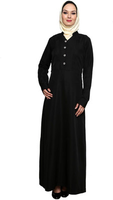 Momin Libas Polyester Solid Abaya(Black)
