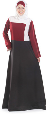 Momin Libas Polyester Solid Abaya(Maroon)