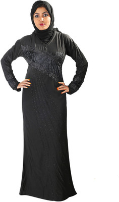 

Hawai WB00211 Lycra Self Design Burqa With Hijab(Black)