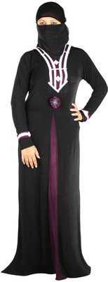 

Hawai WB00202 Polyester Self Design Burqa With Hijab(Black)