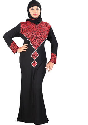 

Hawai WB00084 Lycra Self Design Burqa With Hijab(Black)