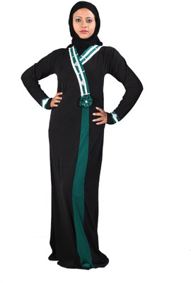 

Hawai WB00074 Crepe Self Design Burqa With Hijab(Black)