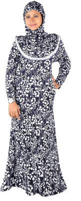 Hawai WB00189 Polyester Printed Burqa With Hijab(Blue)