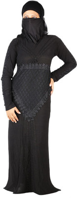 

Hawai WB00158 Polyester Self Design Burqa With Hijab(Black)