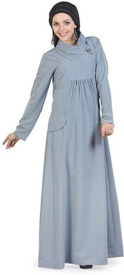 Momin Libas Polyester Solid Abaya(Grey)